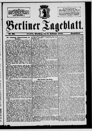 Berliner Tageblatt und Handels-Zeitung on Feb 5, 1878