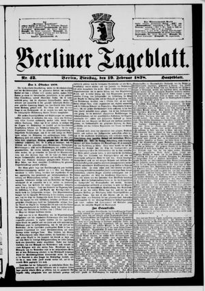 Berliner Tageblatt und Handels-Zeitung vom 19.02.1878