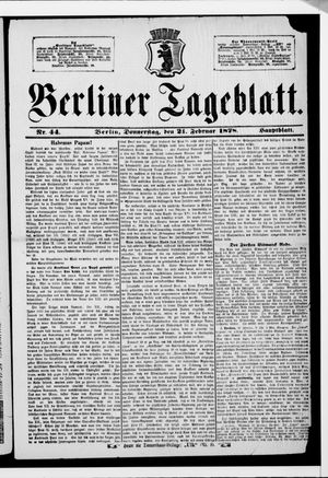 Berliner Tageblatt und Handels-Zeitung vom 21.02.1878