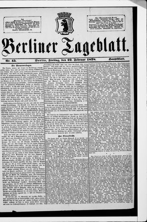 Berliner Tageblatt und Handels-Zeitung vom 22.02.1878