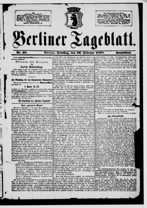 Berliner Tageblatt und Handels-Zeitung vom 26.02.1878