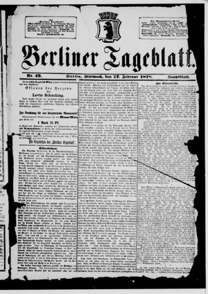 Berliner Tageblatt und Handels-Zeitung vom 27.02.1878