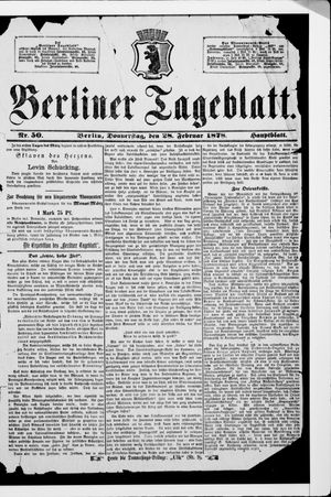 Berliner Tageblatt und Handels-Zeitung on Feb 28, 1878