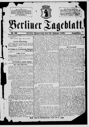 Berliner Tageblatt und Handels-Zeitung on Feb 28, 1878