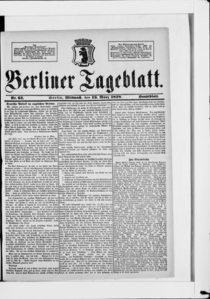 Berliner Tageblatt und Handels-Zeitung on Mar 13, 1878