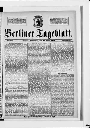 Berliner Tageblatt und Handels-Zeitung on Mar 21, 1878
