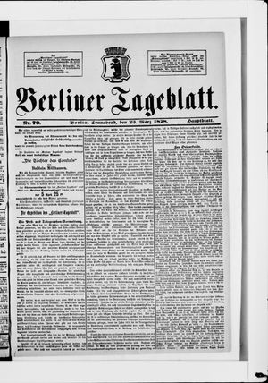 Berliner Tageblatt und Handels-Zeitung vom 23.03.1878