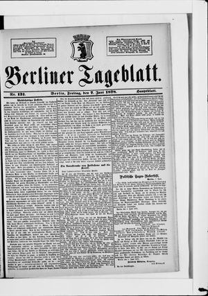 Berliner Tageblatt und Handels-Zeitung vom 07.06.1878