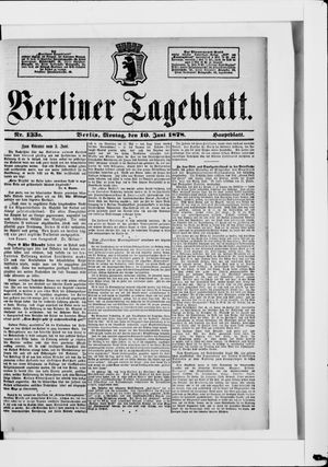 Berliner Tageblatt und Handels-Zeitung vom 10.06.1878