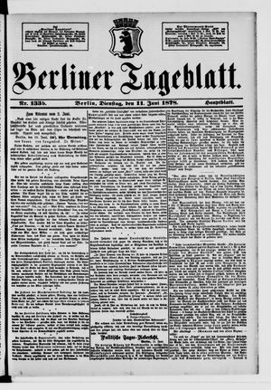 Berliner Tageblatt und Handels-Zeitung vom 11.06.1878