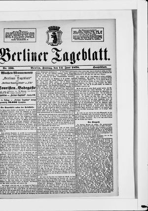 Berliner Tageblatt und Handels-Zeitung on Jun 14, 1878