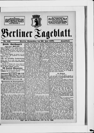 Berliner Tageblatt und Handels-Zeitung vom 20.06.1878