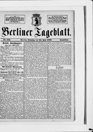 Berliner Tageblatt und Handels-Zeitung vom 25.06.1878