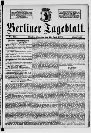 Berliner Tageblatt und Handels-Zeitung vom 25.06.1878