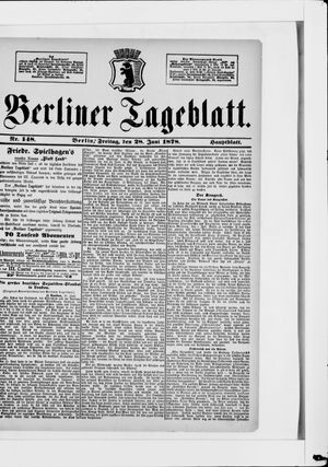 Berliner Tageblatt und Handels-Zeitung on Jun 28, 1878