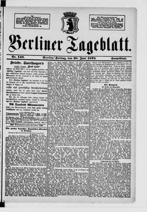 Berliner Tageblatt und Handels-Zeitung vom 28.06.1878