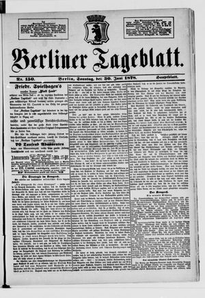 Berliner Tageblatt und Handels-Zeitung vom 30.06.1878
