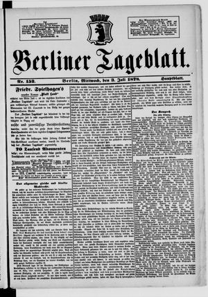 Berliner Tageblatt und Handels-Zeitung vom 03.07.1878