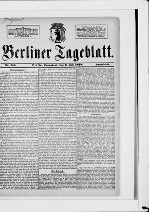 Berliner Tageblatt und Handels-Zeitung vom 06.07.1878