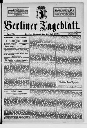 Berliner Tageblatt und Handels-Zeitung vom 24.07.1878