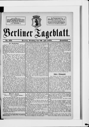 Berliner Tageblatt und Handels-Zeitung vom 30.07.1878
