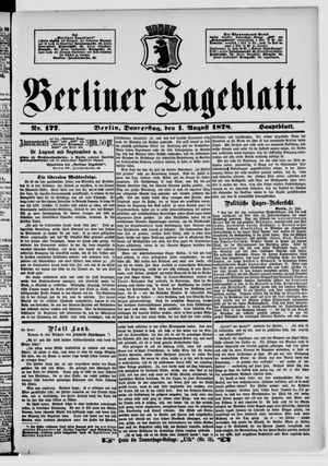 Berliner Tageblatt und Handels-Zeitung vom 01.08.1878