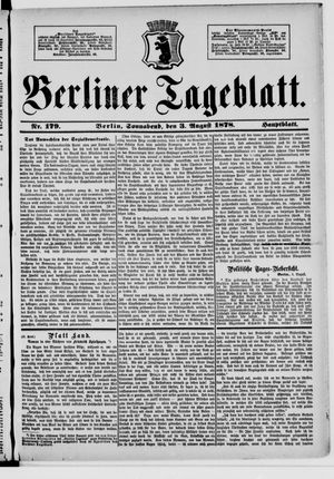 Berliner Tageblatt und Handels-Zeitung on Aug 3, 1878
