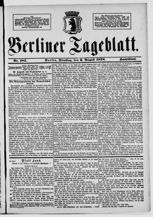 Berliner Tageblatt und Handels-Zeitung vom 06.08.1878