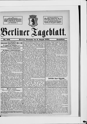 Berliner Tageblatt und Handels-Zeitung on Aug 7, 1878