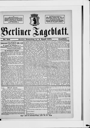 Berliner Tageblatt und Handels-Zeitung on Aug 8, 1878