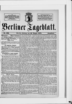 Berliner Tageblatt und Handels-Zeitung vom 23.08.1878