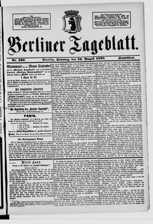 Berliner Tageblatt und Handels-Zeitung on Aug 25, 1878