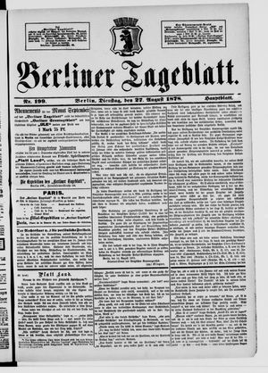Berliner Tageblatt und Handels-Zeitung vom 27.08.1878