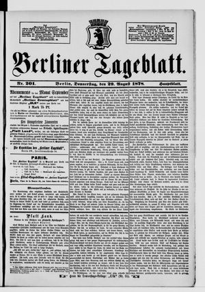 Berliner Tageblatt und Handels-Zeitung vom 29.08.1878