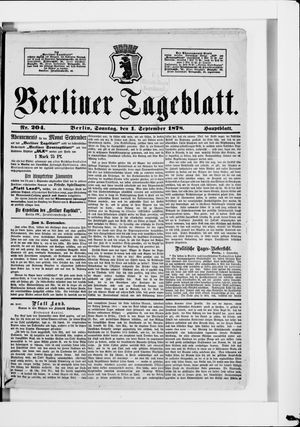 Berliner Tageblatt und Handels-Zeitung vom 01.09.1878