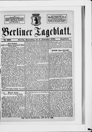 Berliner Tageblatt und Handels-Zeitung vom 05.09.1878