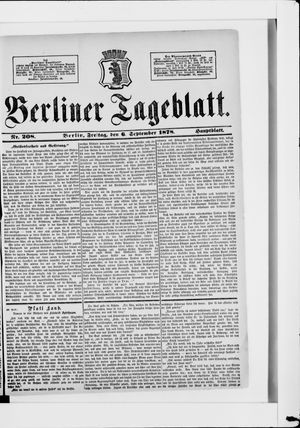 Berliner Tageblatt und Handels-Zeitung vom 06.09.1878