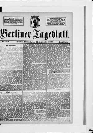 Berliner Tageblatt und Handels-Zeitung vom 11.09.1878