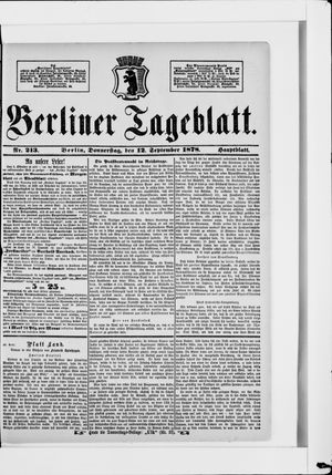 Berliner Tageblatt und Handels-Zeitung vom 12.09.1878