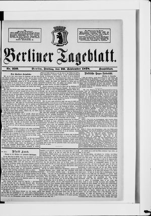 Berliner Tageblatt und Handels-Zeitung vom 20.09.1878