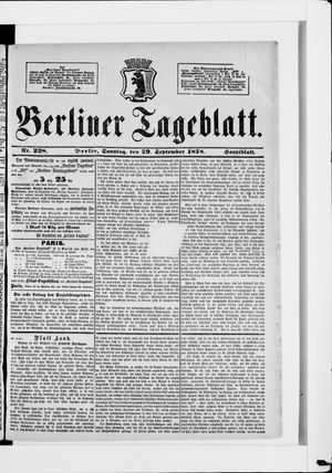 Berliner Tageblatt und Handels-Zeitung vom 29.09.1878