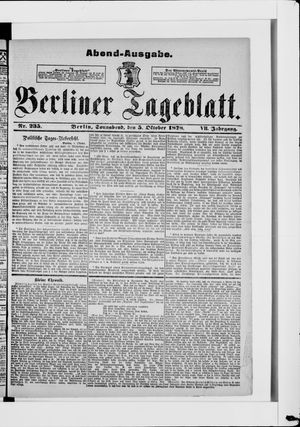Berliner Tageblatt und Handels-Zeitung on Oct 5, 1878
