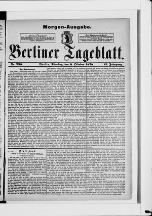 Berliner Tageblatt und Handels-Zeitung vom 08.10.1878