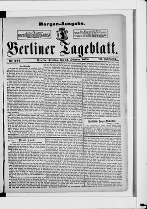 Berliner Tageblatt und Handels-Zeitung vom 11.10.1878