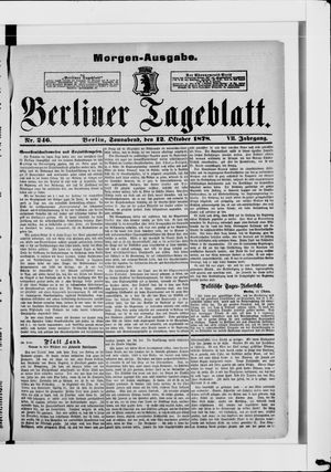 Berliner Tageblatt und Handels-Zeitung vom 12.10.1878
