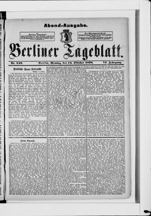 Berliner Tageblatt und Handels-Zeitung vom 14.10.1878