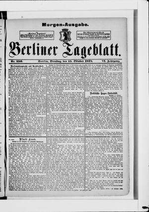 Berliner Tageblatt und Handels-Zeitung on Oct 15, 1878