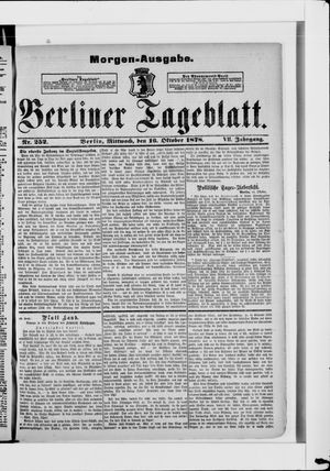 Berliner Tageblatt und Handels-Zeitung vom 16.10.1878