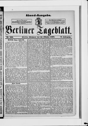 Berliner Tageblatt und Handels-Zeitung on Oct 16, 1878