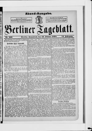 Berliner Tageblatt und Handels-Zeitung vom 19.10.1878